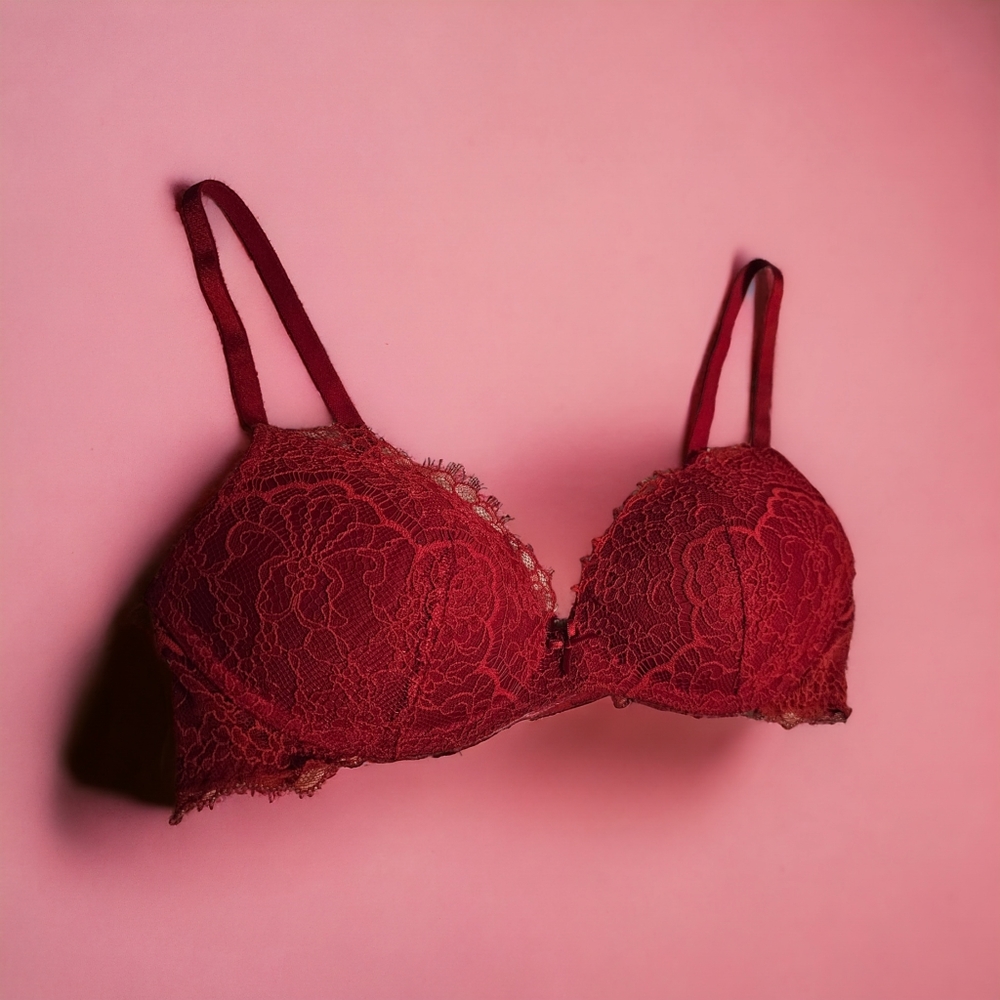 Victorias Secret Red Lace Pushup Bra 34B